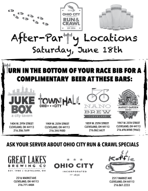 Hermes Sports and Events Ohio City Run and Crawl Flyer